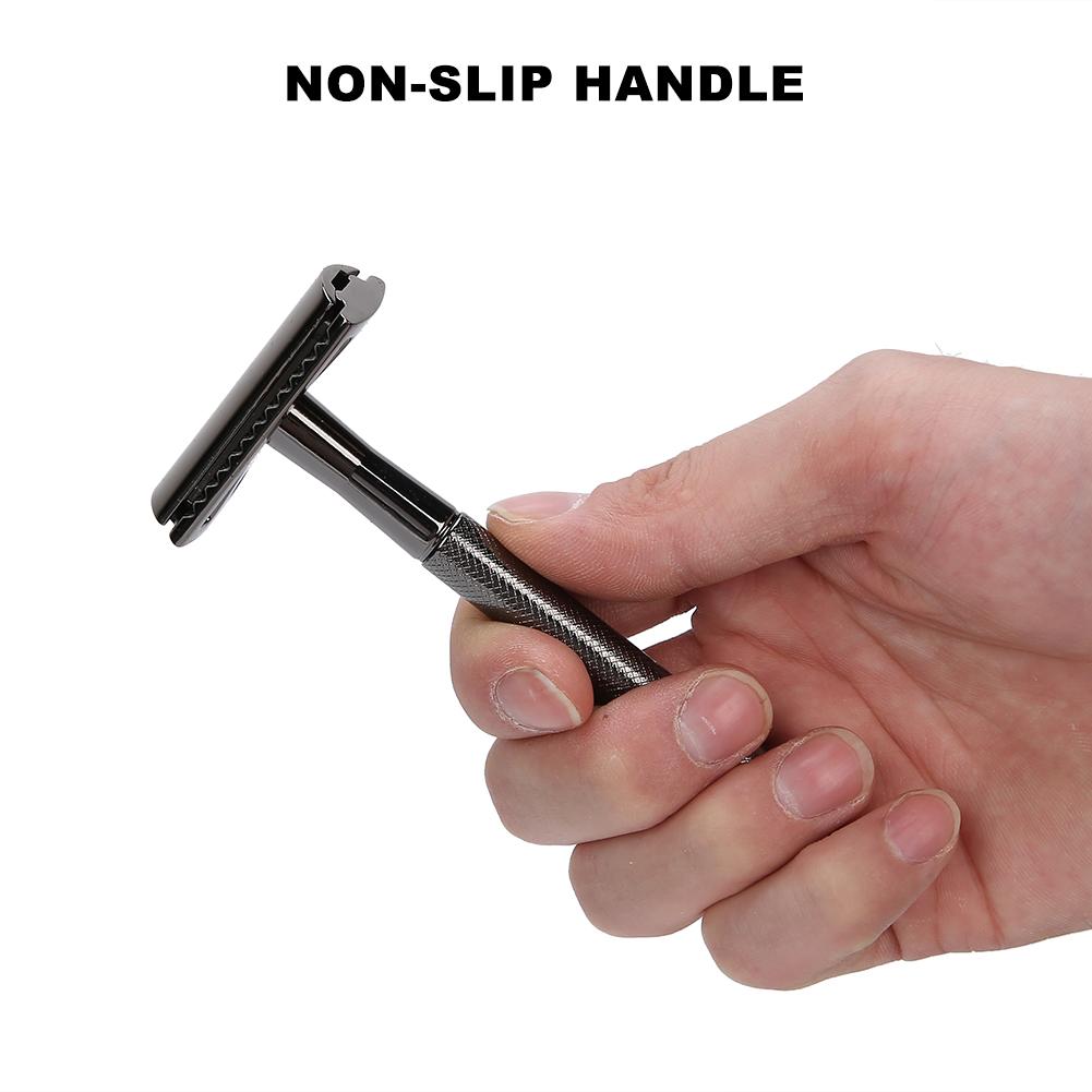 Men Manual   Zinc Alloy NonSlip CloseFitting DoubleSided Blade Shaving Knife(Silver )