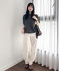 KNITTED Coolever Henley Neck Short Sleeve Knit Charcoal