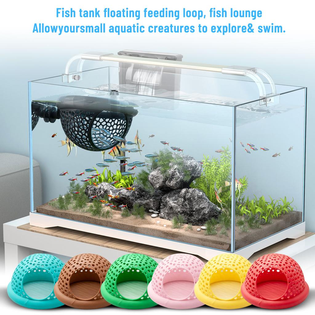 Schwimmender Fischfutterring und Schutzkuppel für Aquarium-Fischbecken Bietet abgegrenzten Futterbereich und geschützten Unterschlupf