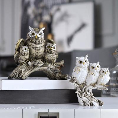 Eulenfamilie Harzfiguren, Rustikale Tierstatuen auf Baumästen, Amerikanische Landhaus-Heimdekoration für Wohnzimmer, TV-Möbel, Bücherregal, Schlafzimmer, Einzigartig