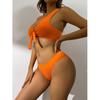 To stykker solid Push Up Bikinisett Svømmetøy for kvinner Badetøy med høy midje Badere Svømming Laides Badedrakt