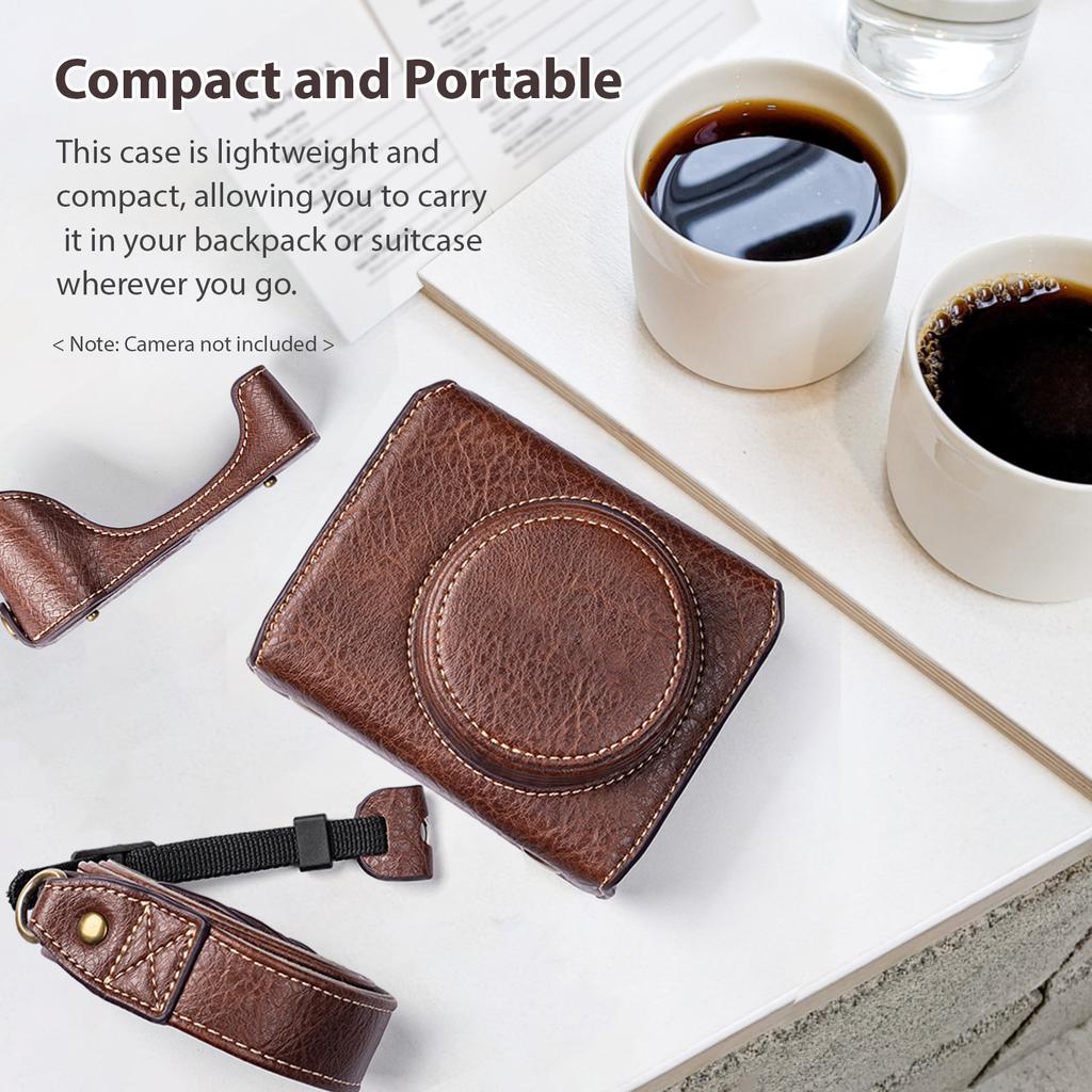 Digital Camera Protective Case PU Leather Camera Storage Bag with Removable Shoulder Strap Compatible with G7X2 G7X3