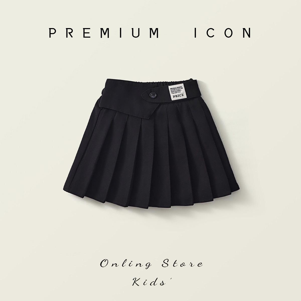 

Черная плиссированная юбка в корейском стиле для девочек - Мода лето/осень 2025 для детей от маленьких до средних 120 cm