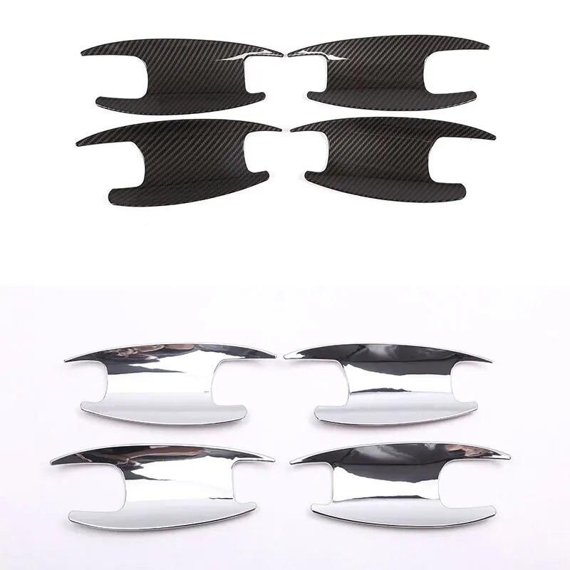 For Mercedes Benz E Class W213 2016-2022 ABS Matt blackBright/carbon Fiber Car Door Bowl Cover Trim Sticker Car Accessories