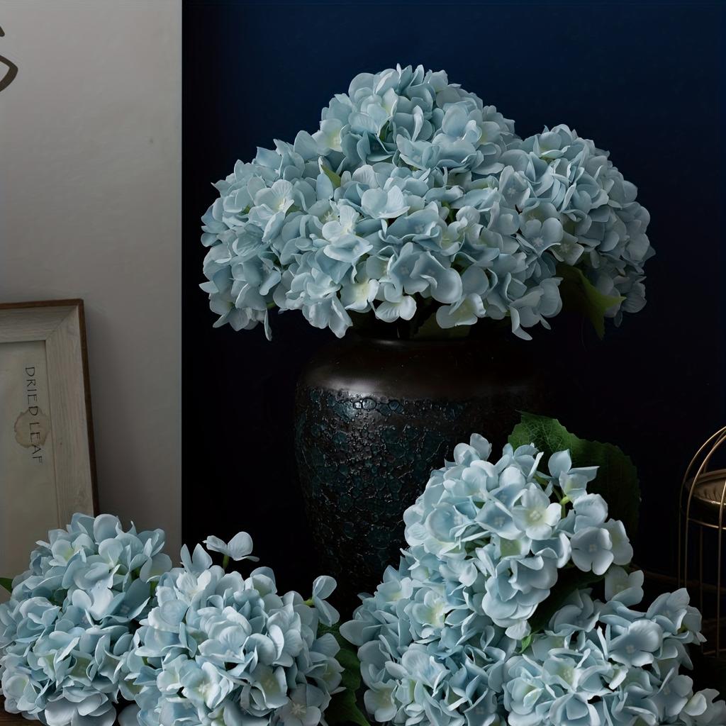 Elegant Realistic Artificial 5pcs Hydrangea Bouquet - Green & White Faux Hydrangea Stems for Wedding Centerpieces, Home Decor, and Party Arrangements