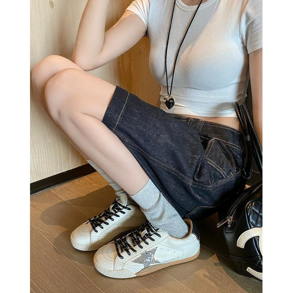 Platform-soled versatile commuter training shoes women's 2025 new casual sports board shoes Forrest Gump white shoes star small dirty shoes