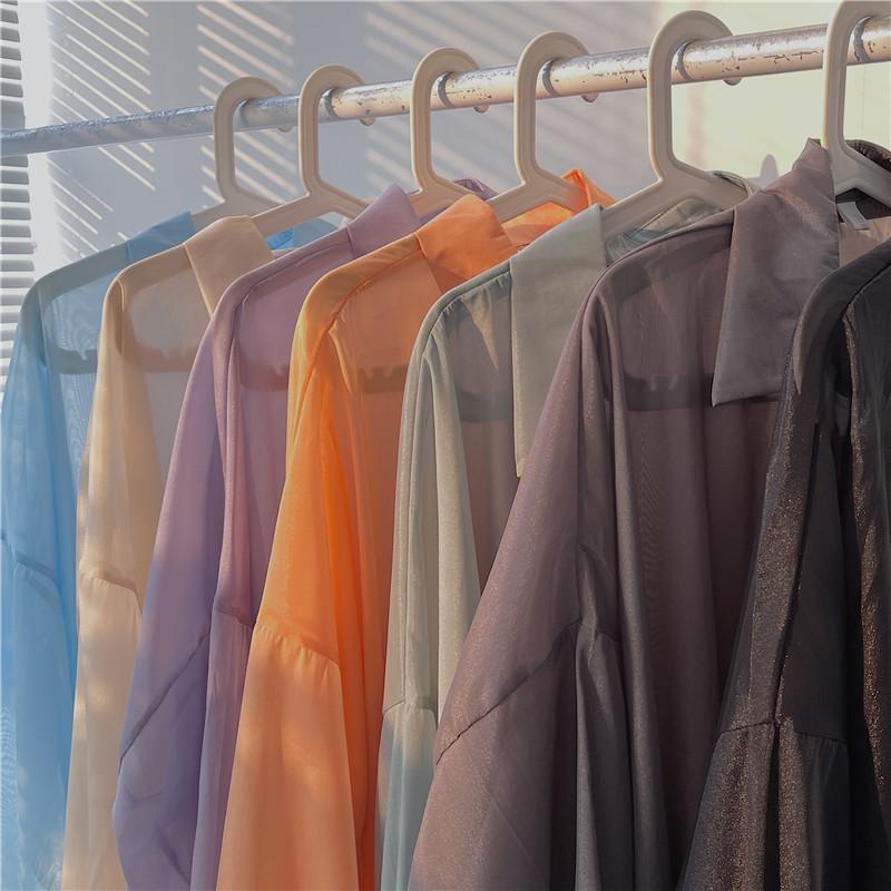 GMXIA Damen Sommer Sonnenbekleidung Hemd Dünne Durchsichtige Chiffon Jacke Tops