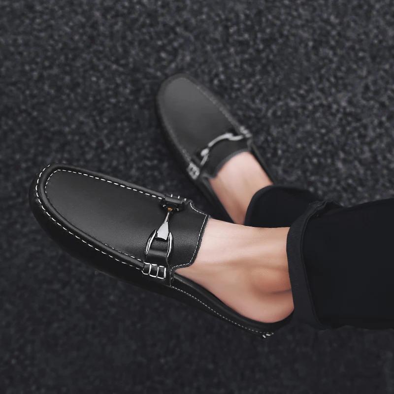 Mode Half Drag Retro Social Loafers Herren Freizeitschuhe Herren Flache Muller Schuhe Brogue Mode Club Komfort Slipper Sommer Herrenschuhe