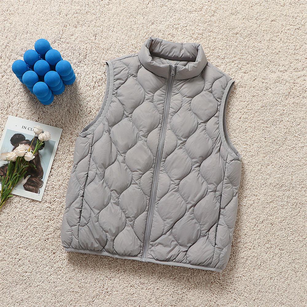 

Осенне-зимний женский пуховый жилет с воротником-стойкой, модный теплый повседневный тонкий и легкий жилет 2XL серый
