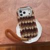 For iPhone 17 Pro Case Rhinestone Frame Striped Plush TPU PC Phone Cover with Strap