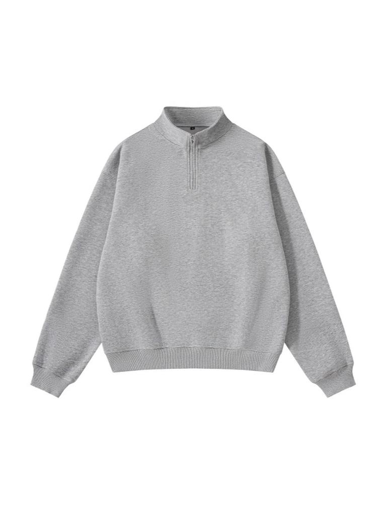 Fall Half Zip Stand Collar Loose Vintage Sweatshirt Unisex Fleece Pullover FW350 Classic Solid Color Cozy Casual