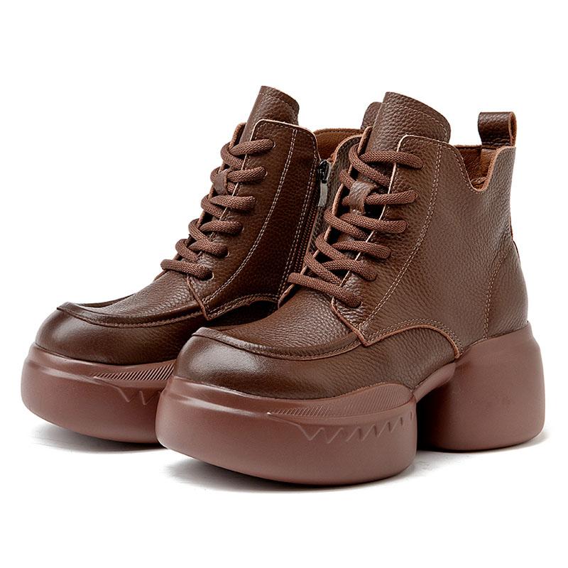 

Модная женская обувь GKTINOO из натуральной кожи, короткие ботинки 2025, новая осенне-зимняя коллекция, круглый носок, ручная работа, ретро, толстая подошва, платформа 9