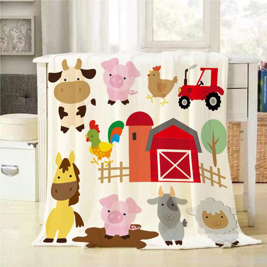 Farm Animal Tractor Blanket Flannel Cartoon Animal Blanket Lunch Break Four Seasons Sofa Office Blanket