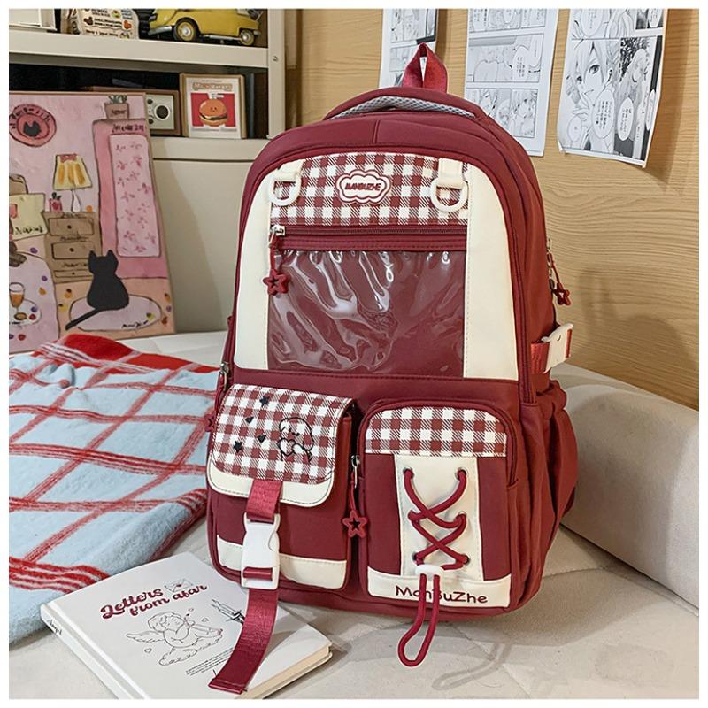 Cute cartoon ins wind schoolbag Girls college wind backpack Junior high school students lightweight large-capacity backpack