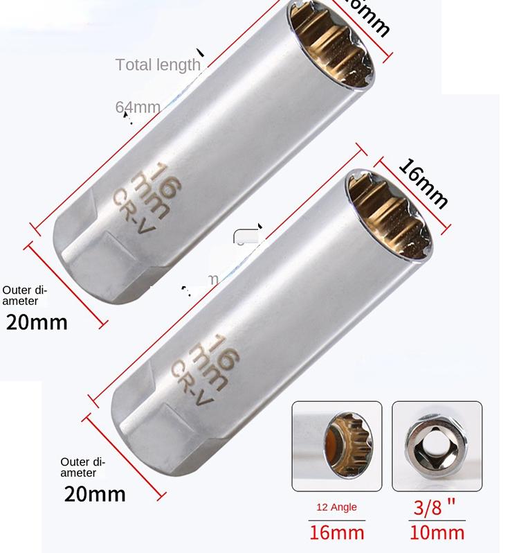 Pack of 2 Spark Plug Sockets 14mm / 16mm Thin-Walled Spark Plugs Magnetic Spark Plug Nut Spark Plug Socket Disassembly Tool for Car and Motorcycle