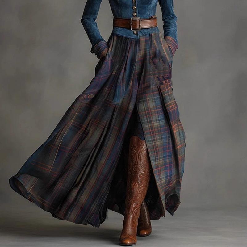 2025 Autumn/Winter Green Velvet Patchwork Long Sleeve Women's Striped Maxi Dress