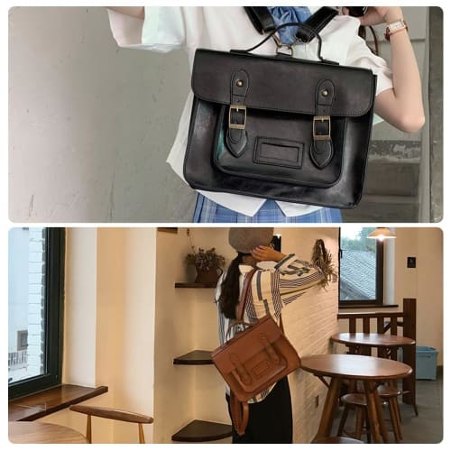 Satchel Bag, Cosplay Handbag, Casual, Large Capacity, PU Leather, Popular, Cute, College Retro Style, Lightweight, Double-Shoulder, Waterproof, Unisex
