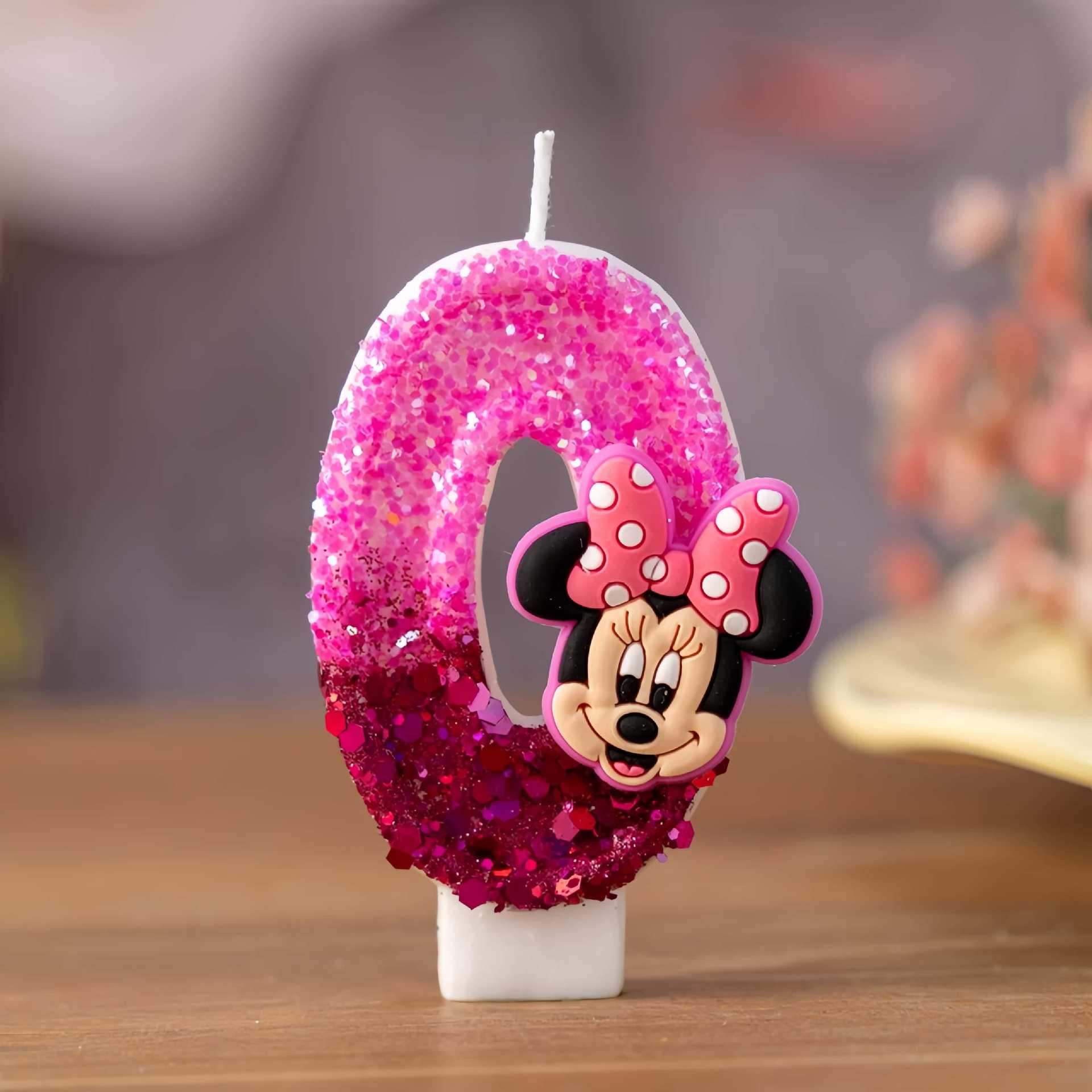 Cartoon Minnie Birthday Number Candles - Handmade Cake Decorations