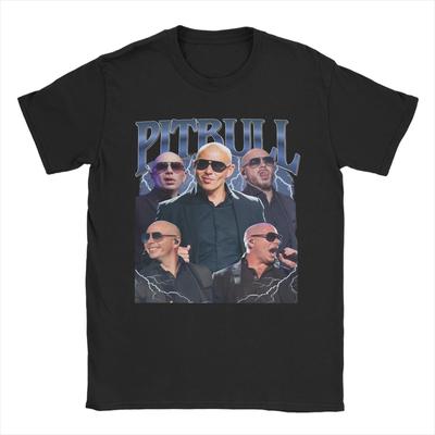Neuheit Pitbull Rapper Herr. Weltweites T-Shirt Herren Rundhals Reines Baumwoll-T-Shirt Kurzarm T-Shirt Übergröße Tops