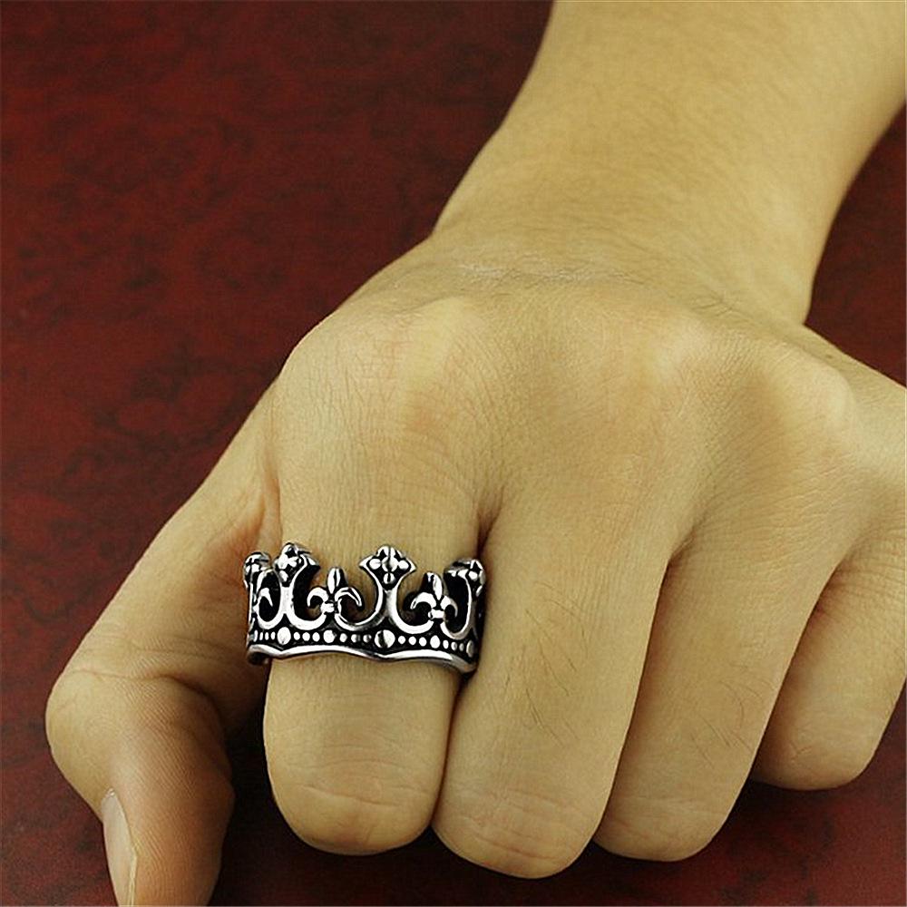 New Thai Silver Black Crown Ring, European & American Style, Titanium Steel Casting for Men & Women