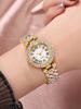 Luxury and fashion full diamond Women's quartz watch and jewelry 5-piece set, suitable for everyday wear, Thanksgiving and Chris