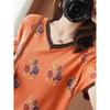 2025 Spring Retro Ethnic Knit T-shirt for Middle-Aged – Loose, Casual, Short-Sleeved Top