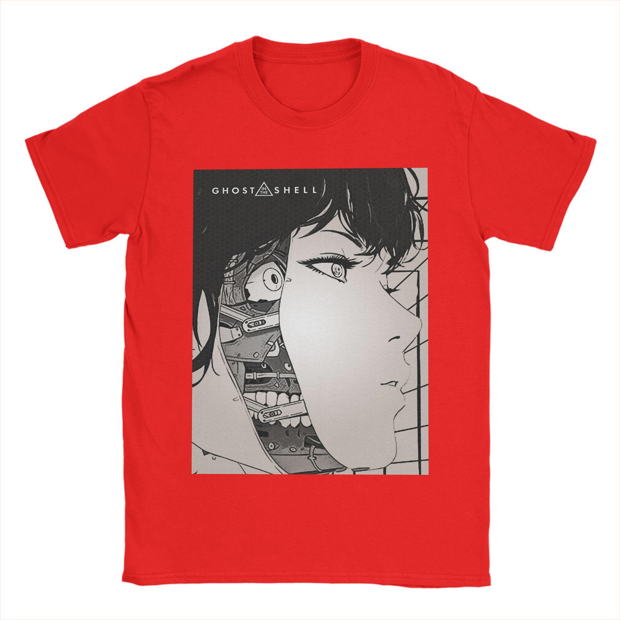 

Ghost in the Shell T Shirts Men Cotton Vintage TShirts Crew Neck Tee Shirt Short Sleeve Clothing Printed S