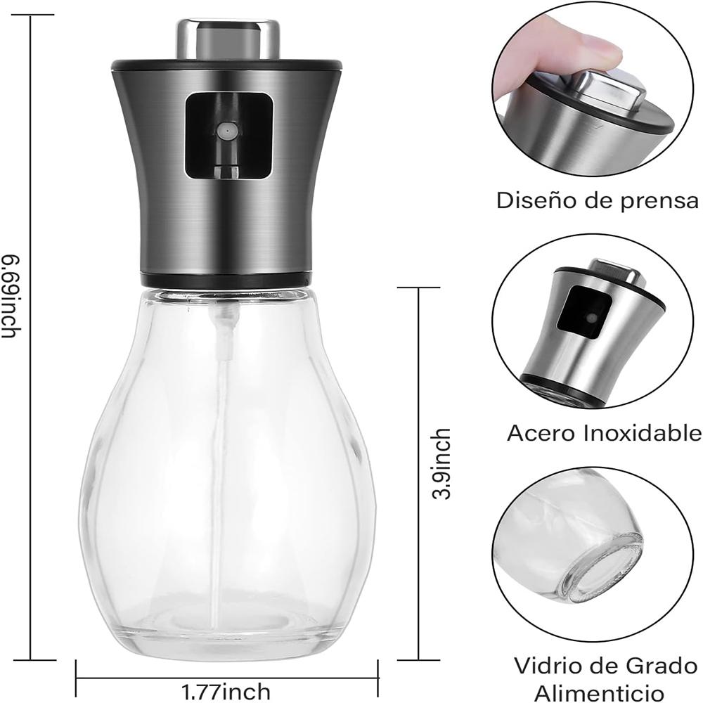 

Kitchen Oil Sprayer for Cooking,6.8oz/200ml Olive Oil or Vinegar, Trigger Design,Stainless Steel Vinegar Glass Spray Bottle серебряный