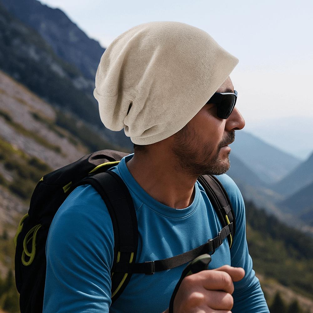 Double Layer Knitted Outdoor Baggy Skullcaps Polyester Fashionable Baotou Hat  Autumn Spring