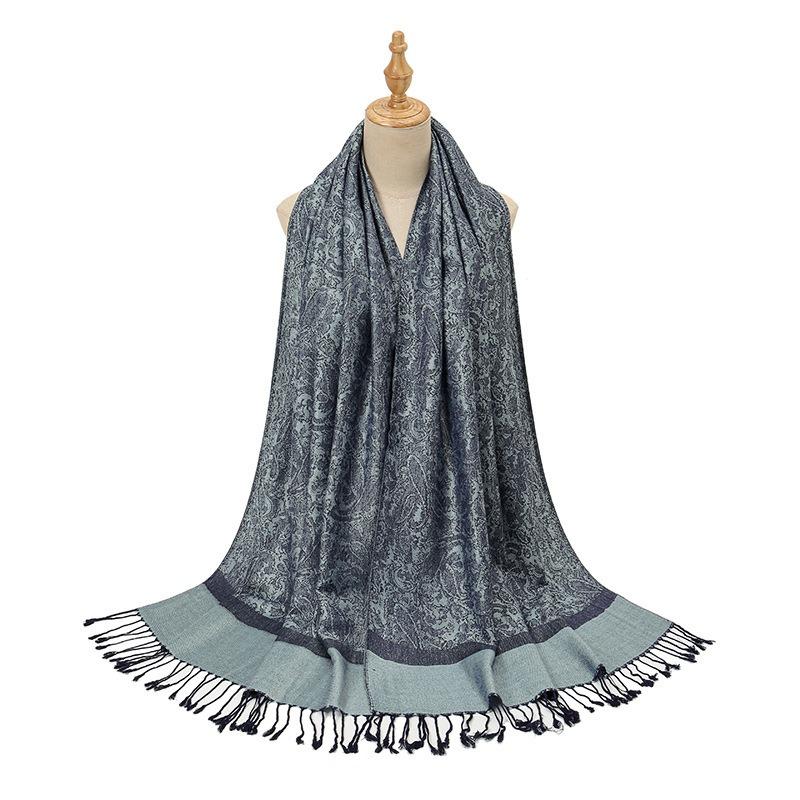 Hot-selling New Cashew Jacquard Women's Scarf, Popular Long Fringed Shawl At Home and Abroad