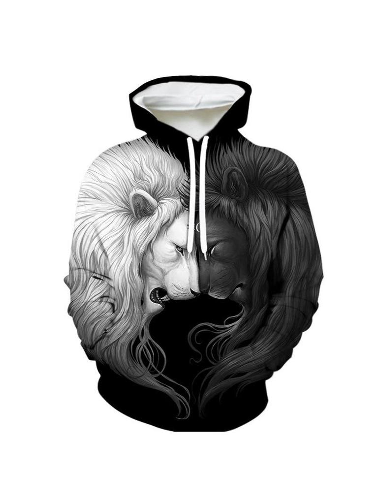 3D Sci-Fi Stil Tiger Löwe Hoodie: Trendige Europäische/Amerikanische Marke