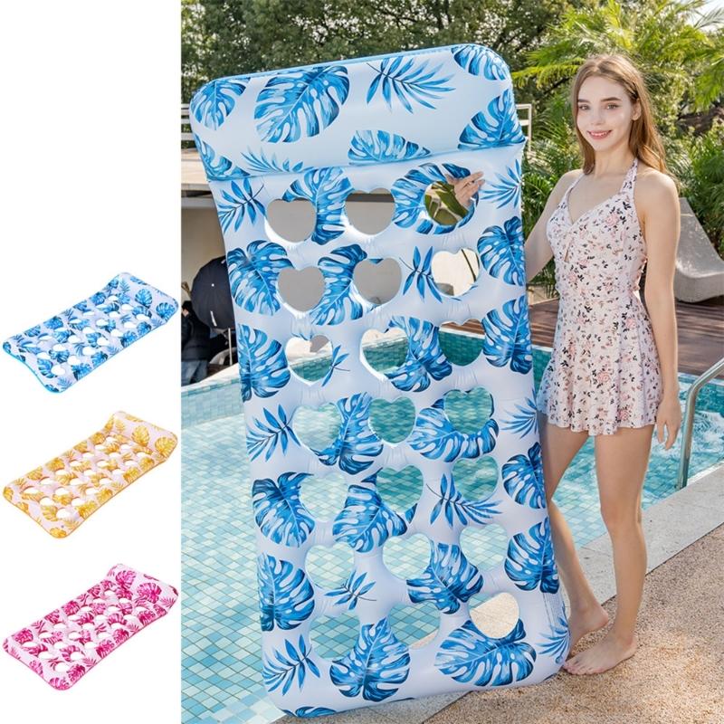 Durable Inflatable Water Floating Bed For Adults Extra Thick PVC Material Leaf Design Pool Mat