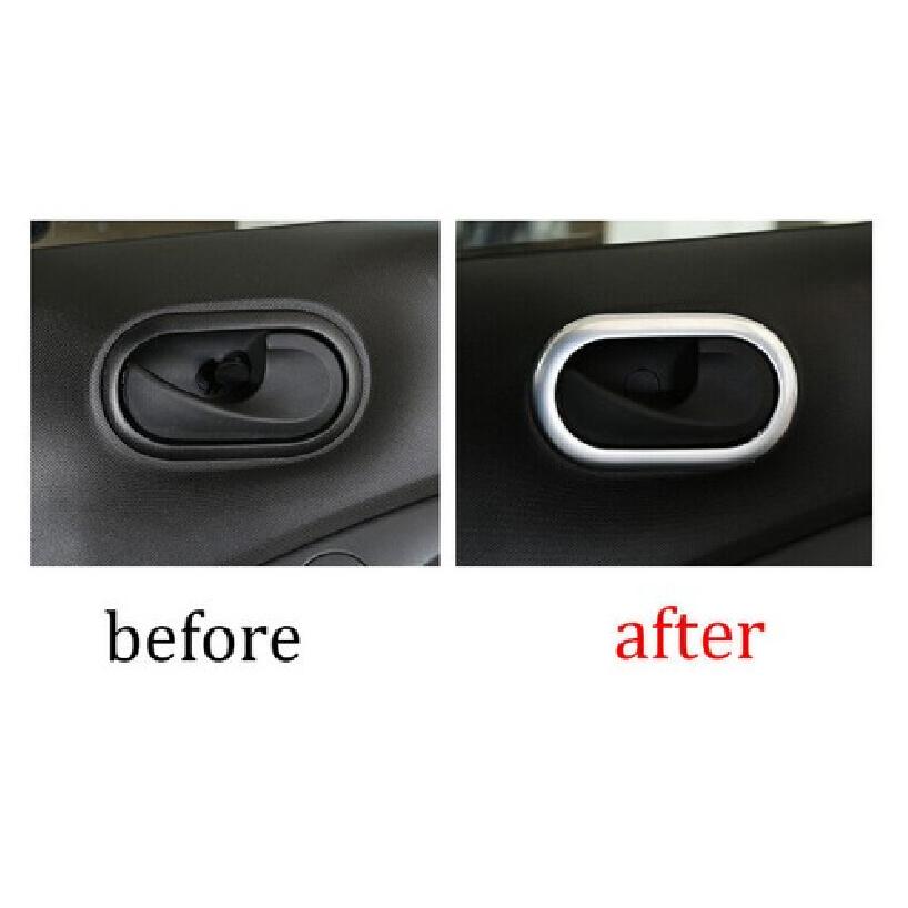 2PCS Matte Silver Inner Door Handle Frame Trim For Benz Smart Fortwo 2015-