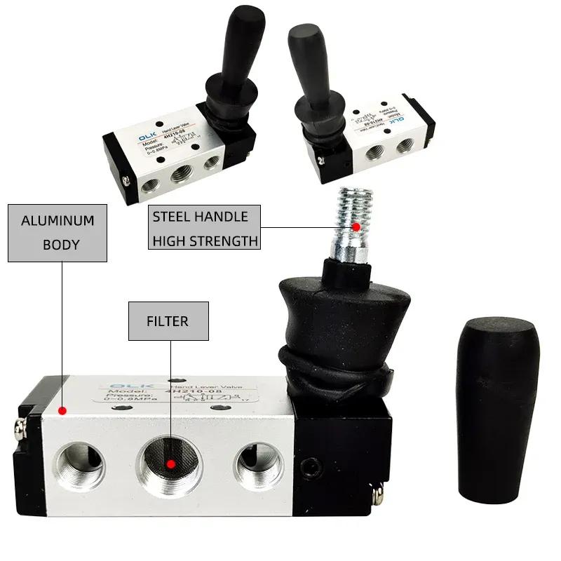Válvula Pneumática de Ar 5/2 Vias Operada por Alavanca Manual Controle Manual 2 Posições 3 5 Vias Push-Pull 3H210-08 4H210-08 4H410-15