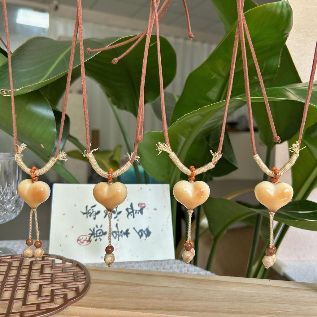 Ivory Heart Fruit Design Necklace for Women - Retro Style, Versatile Pendant Gift