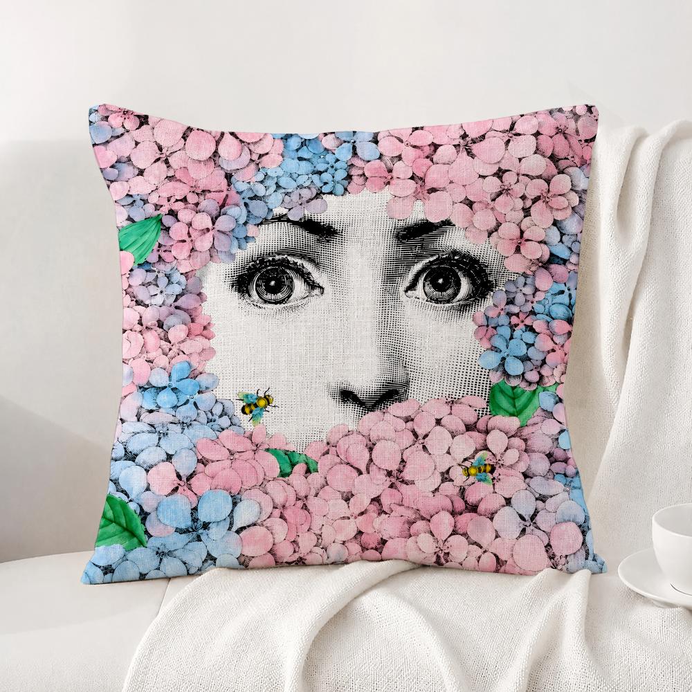 Art Abstract Women Art Cushion Cover Natural Linen Pillowcase Set AllinOne Decor Cushion Cover for Sofa Bedroom Chair