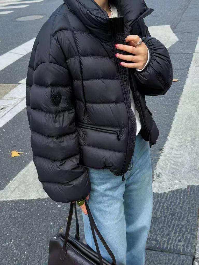White duck down puff short ribs down jacket women's winter new stand-up collar small warm versatile jacket tide