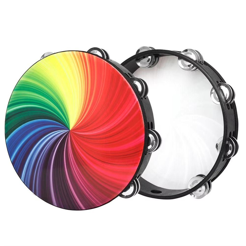 8/10-Inch Tambourine Double Row Children's Drum Durable Hand Held Drum  Party Church