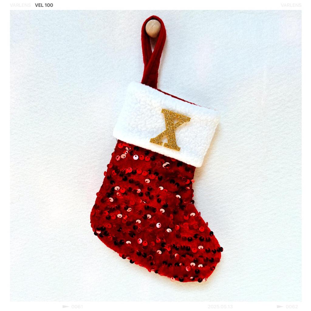 New creative DIY silver sequined knitted socks red letter christmas stockings christmas day decorative knickknacks