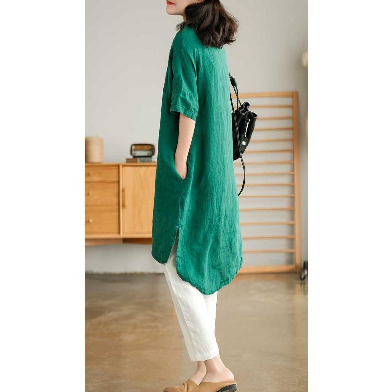 Einfarbiges einteiliges Sommer-Hemdkleid mit Kragen