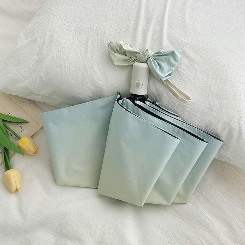 Salt-Style Gradient Blue Automatic Folding Umbrella: Dual-Use for Rain or Shine with Black Glue Sunscreen