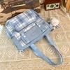 New Large-capacity Make-up Bag Trendy and Fashionable Plaid Junior High School College Student Backpack Two-piece Backpack Fashionable