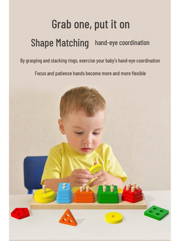 Geometric Shape Column Set - Early Learning Toy for Color, Shape & Size Recognition