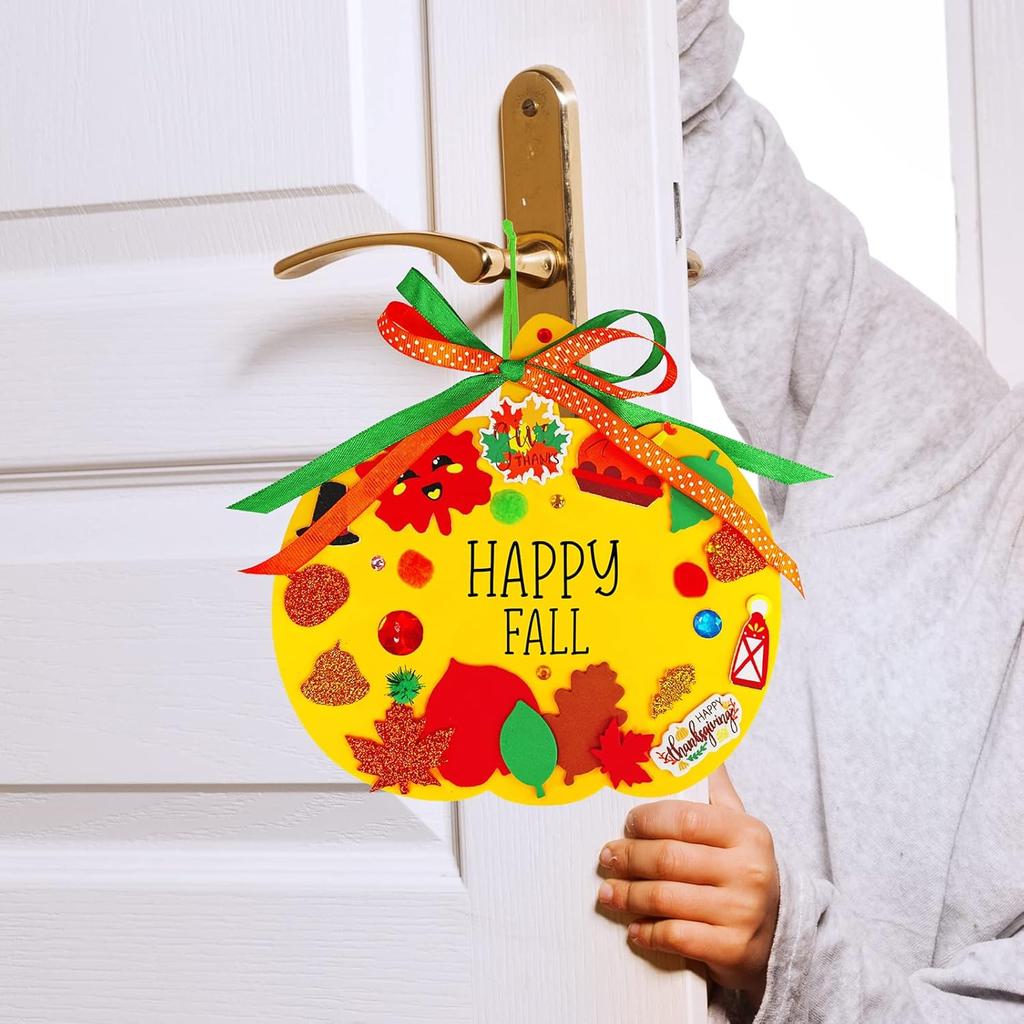 24 Zestawy Jesienne Ozdoby Dyniowe Dekoracje Zestawy DIY Jesienne Rękodzieło Dynia z Pianki Jabłko Żołądź Naklejki z Jesiennymi Liśćmi na Upominki na Przyjęcia Dziękczynienie Halloween