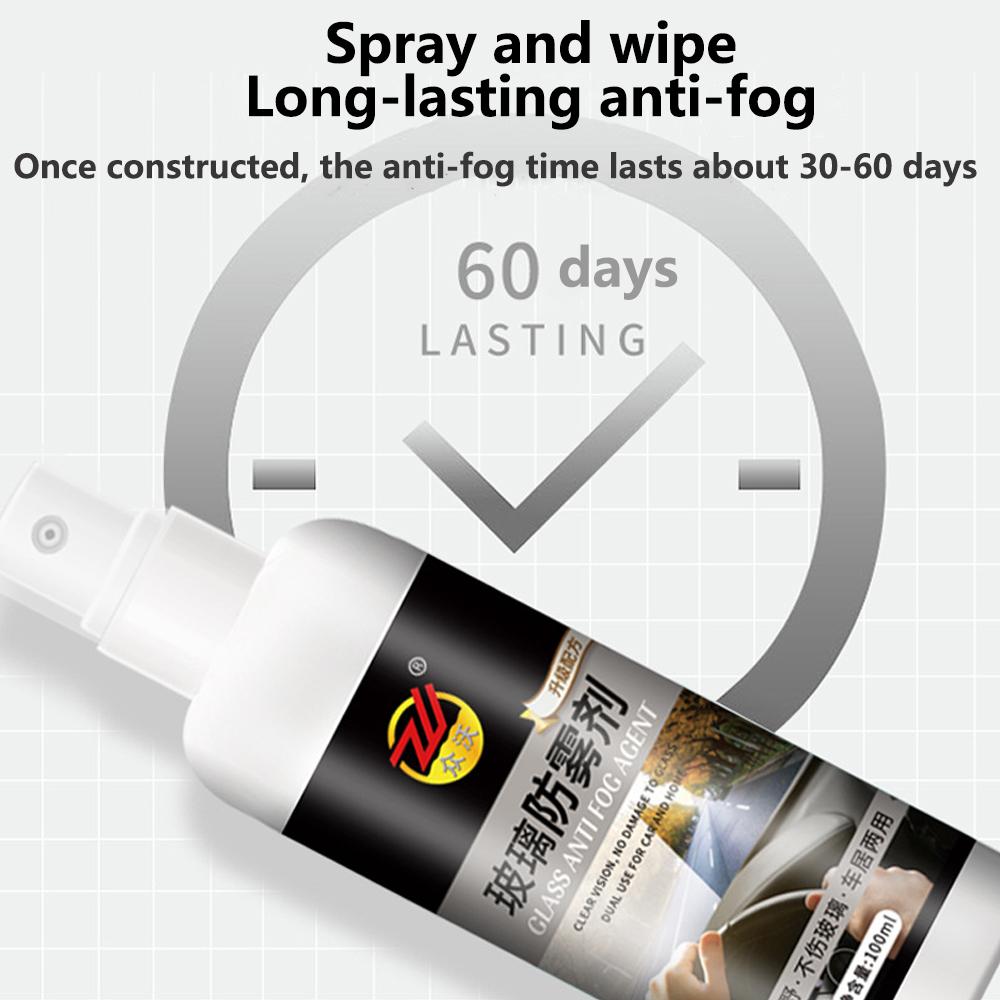 Car Glass Anti Fog Spray Windshield Anti-fog Coating Agent Window Mirror Winter Fog Repellent Long Lasting Defogger Cleaner