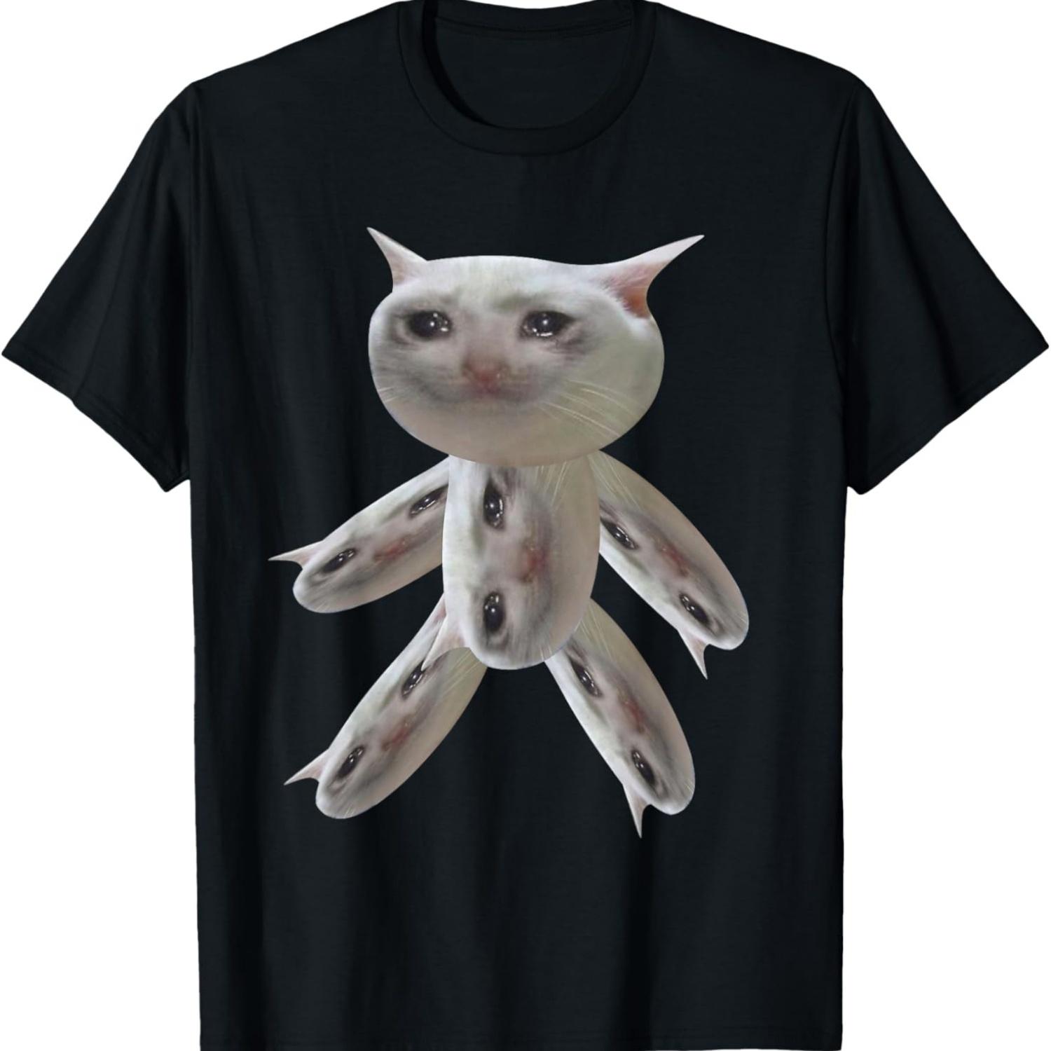 Crying Cat Meme T-Shirt(2) S чёрный