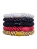 France Luxe Ponytail Tube Hair Hair and Ring Elastic Hair Clips Ties, 5-Piece Set, Women's Accessories, Stylish, Durable, Stretchy, Tangle-Resistant,