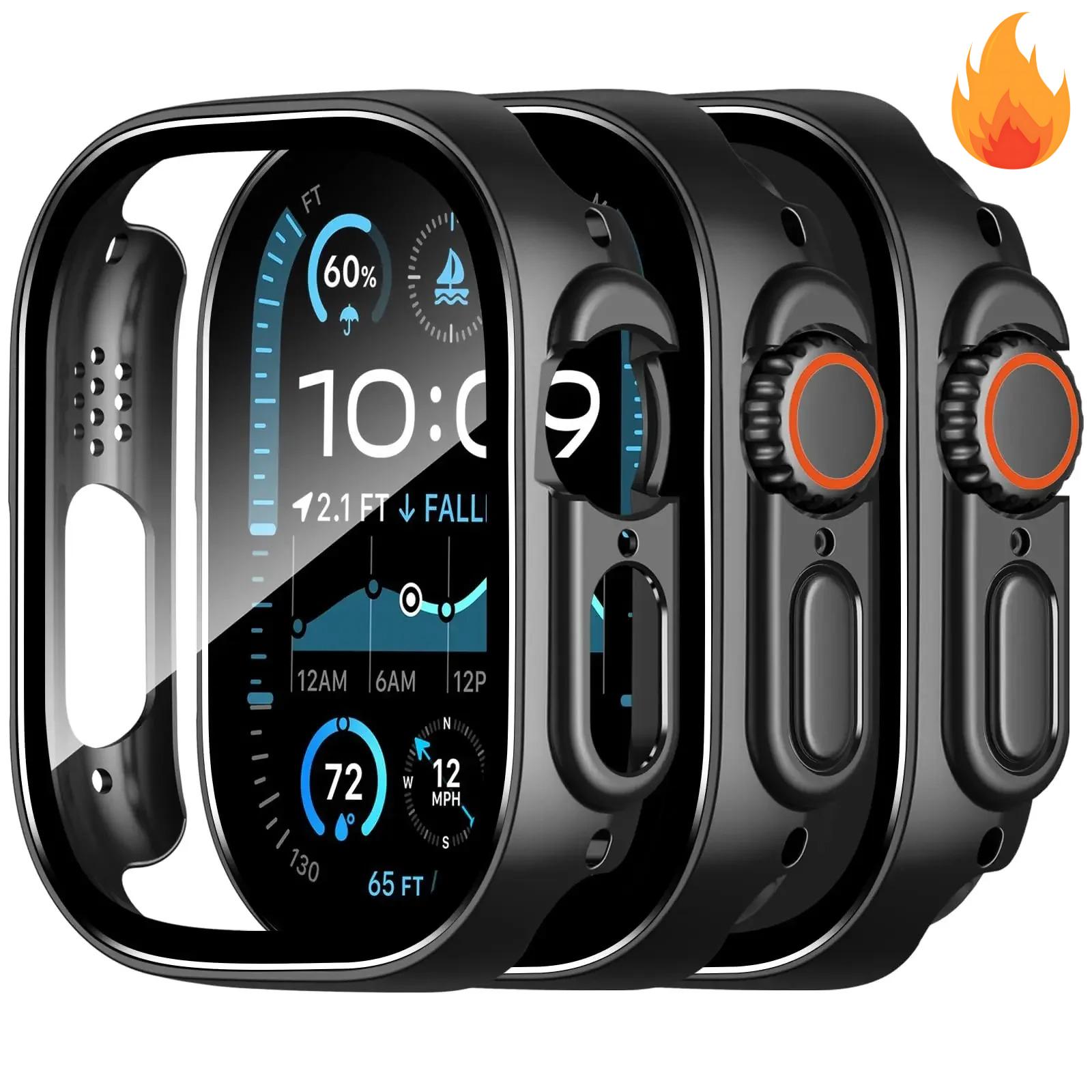 

3pcs Cover For Watch Case Ultra 3 2 49mm strap Accessories Hard PC Bumper Shell screen Protector iwatch series ultra 49 mm Ultra 49mm