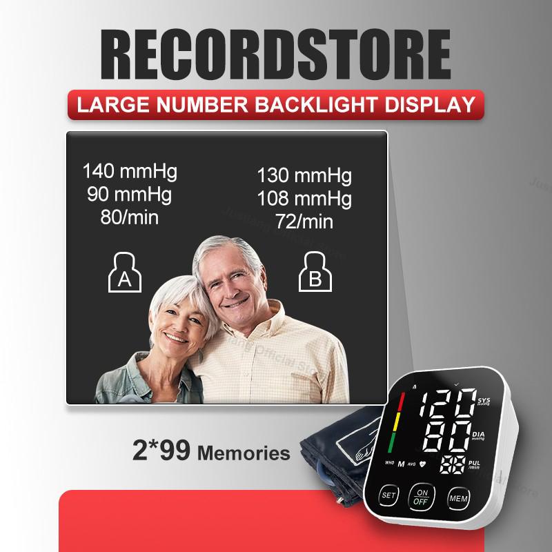 Voice Arm Tonometer Medical Blood Pressure Monitor Heart Rate Sphygmomanometer Digital Upper Tensiometers Meter Cuff