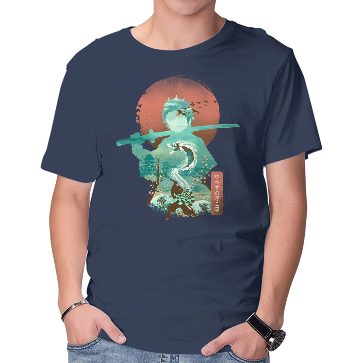 Unisex Crew Neck T-Shirt Breath of Water Graphic Short Sleeve Casual Tee XXL